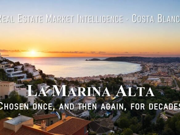 Panoramic sunrise over Jávea Bay in La Marina Alta, Costa Blanca North, illustrating one of Spain's most established international residential markets